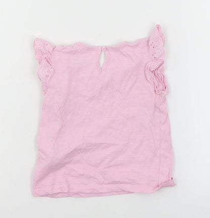 Back view of Primark girls’ pink jersey basic t-shirt, size 18-24, months
