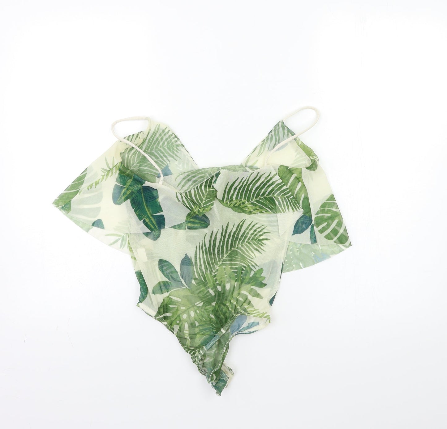 Preworn Womens Green Floral  Basic Blouse Size 6