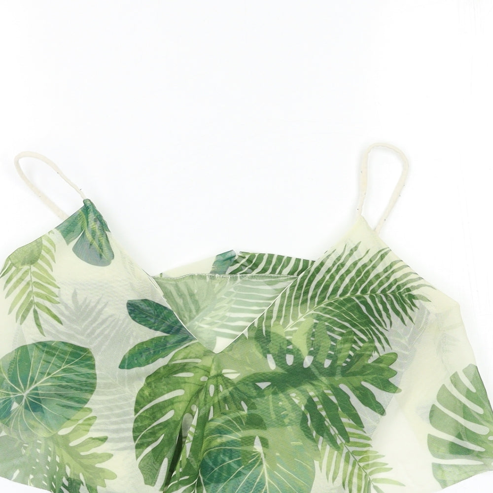 Preworn Womens Green Floral  Basic Blouse Size 6