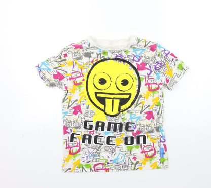 Additional front view of Nutmeg girls’ white geometric basic t-shirt, size 9-10, years