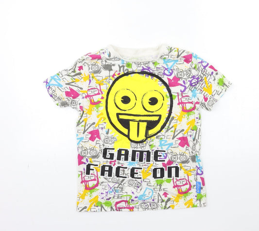 Nutmeg Girls White Geometric  Basic T-Shirt Size 9-10 Years
