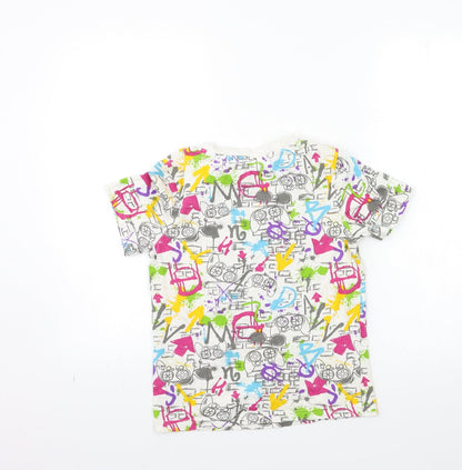 Back view of Nutmeg girls’ white geometric basic t-shirt, size 9-10, years