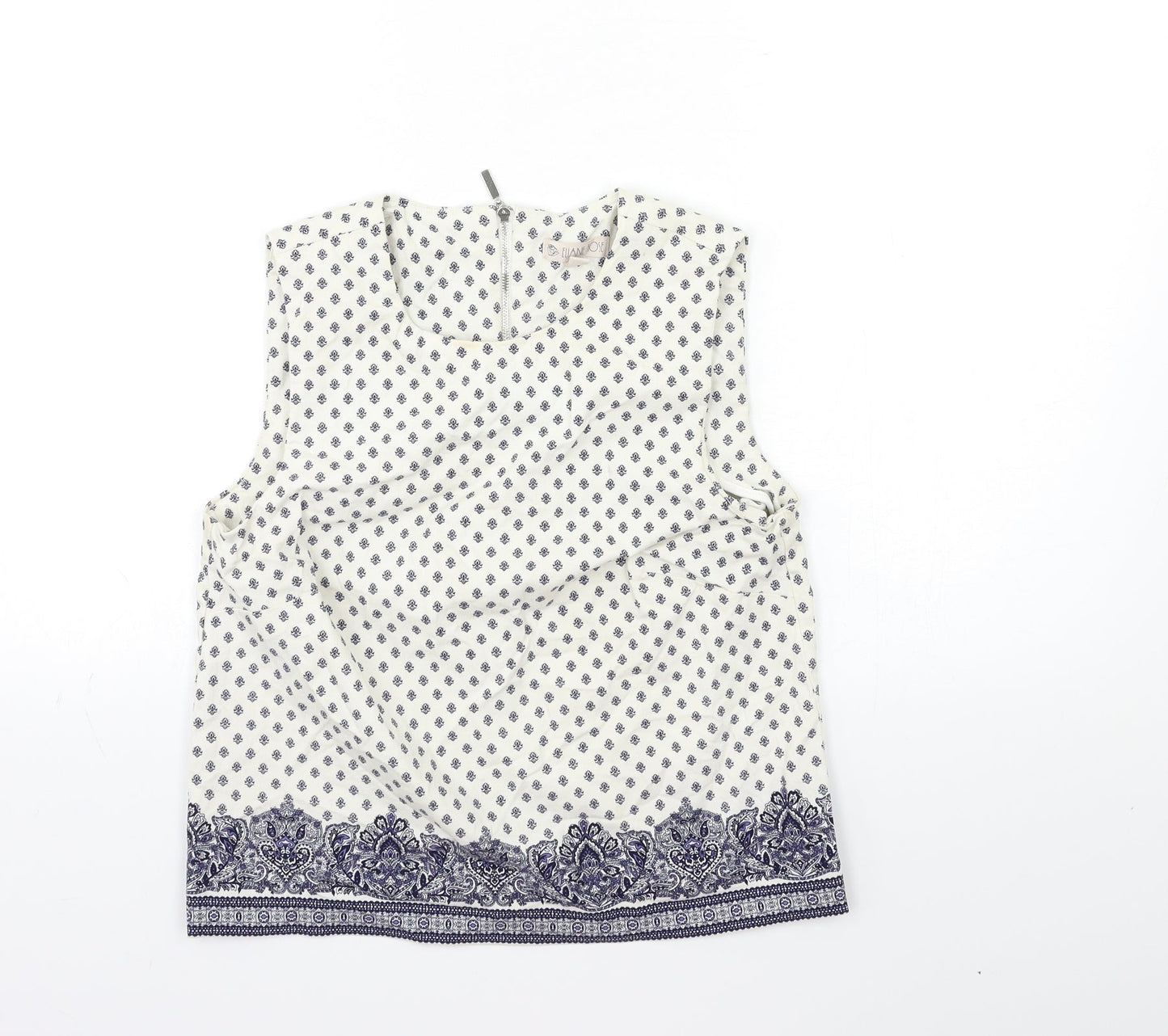 Eliane Rose Womens White Geometric  Basic Tank Size 10