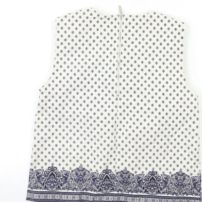 Eliane Rose Womens White Geometric  Basic Tank Size 10