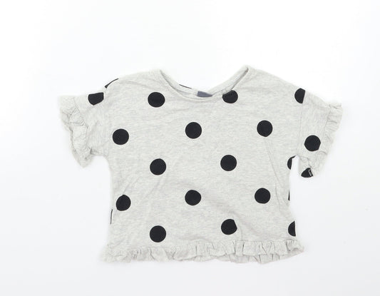 NEXT Baby Grey Polka Dot  Basic T-Shirt Size 12 Months