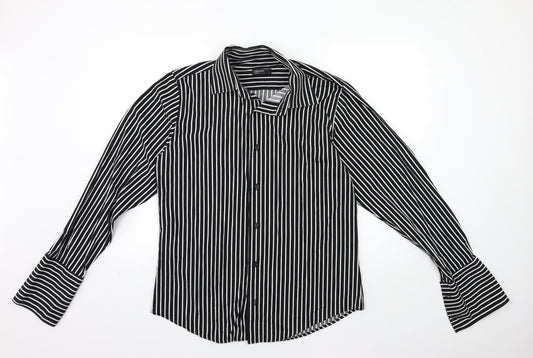 Cedar Wood State Mens Black Striped   Button-Up Size L