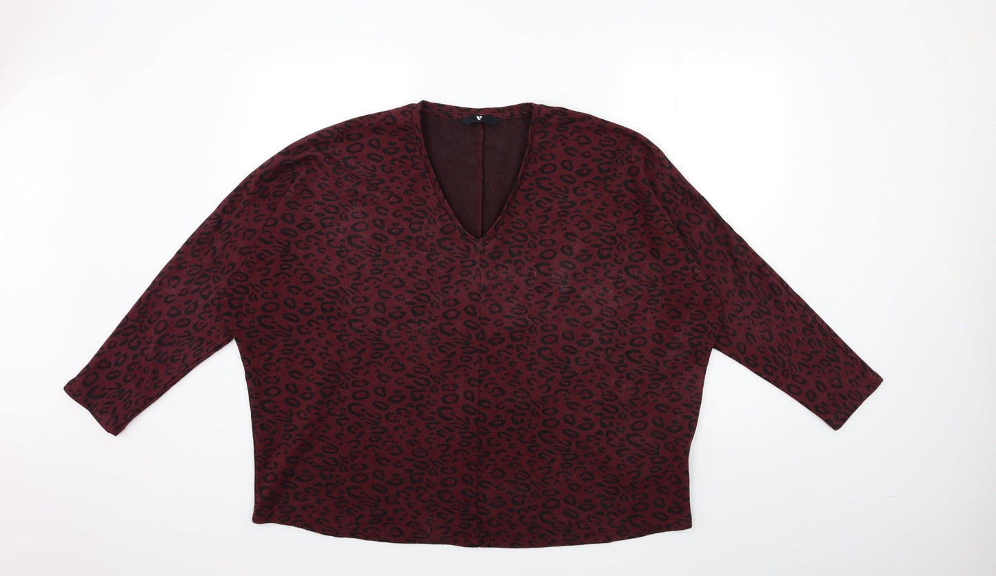Very Womens Red Animal Print  Pullover Sweatshirt Size 18