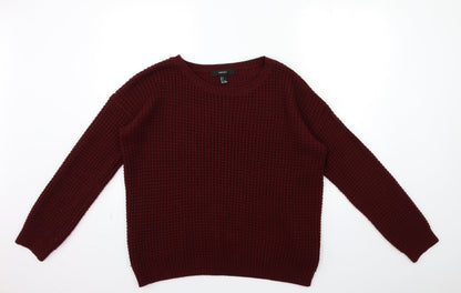 Preloved FOREVER 21 Womens Red  Knit Pullover Jumper Size L - Front