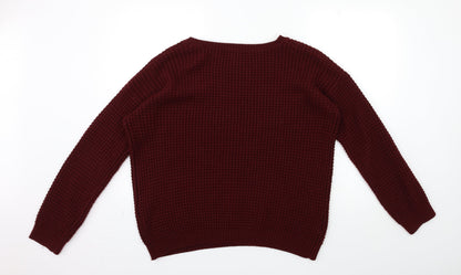 Preloved FOREVER 21 Womens Red  Knit Pullover Jumper Size L - Back