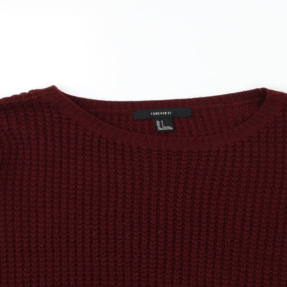 Preloved FOREVER 21 Womens Red  Knit Pullover Jumper Size L - Detail