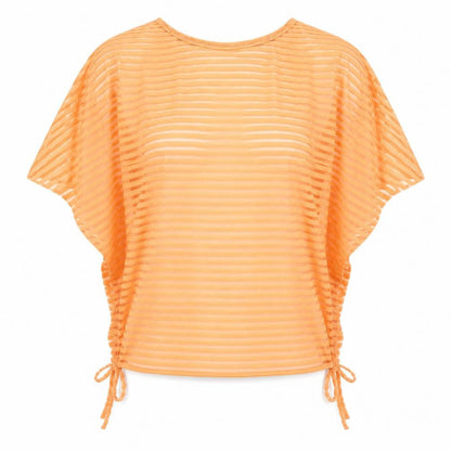 Front view of Izabel women’s orange striped basic blouse, size UK 8