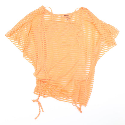 Back view of Izabel women’s orange striped basic blouse, size UK 8