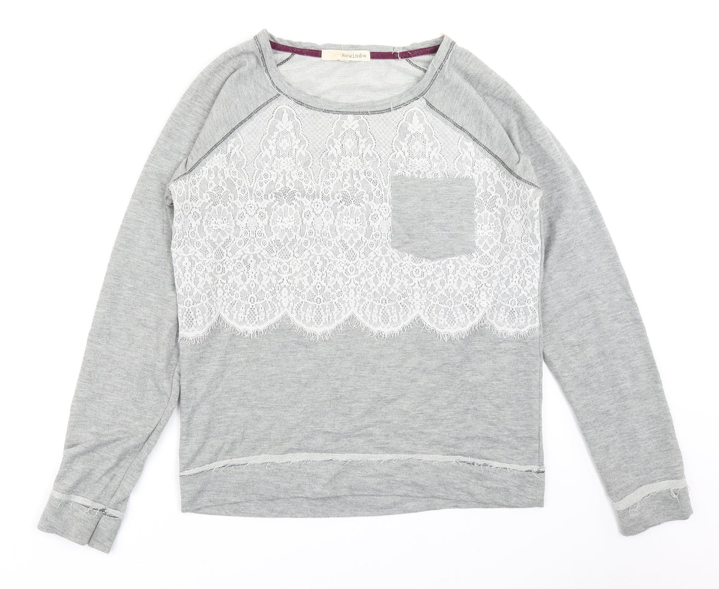 Rewind Womens Grey   Pullover Sweatshirt Size M