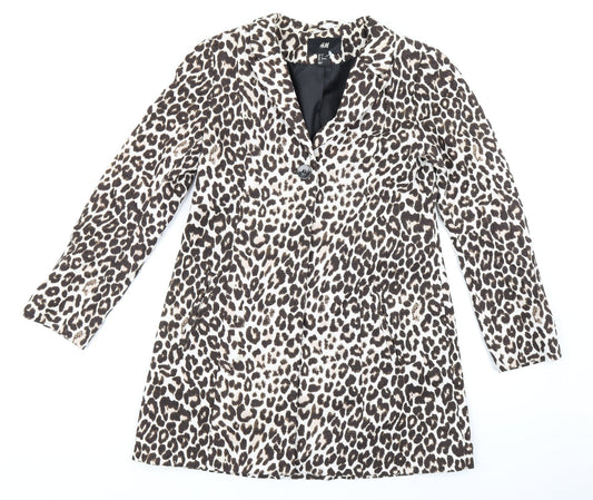 H&M Womens Brown Animal Print  Jacket Blazer Size 8
