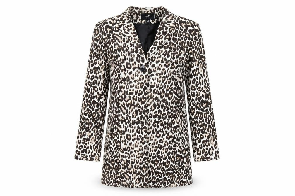 H&M Womens Brown Animal Print  Jacket Blazer Size 8