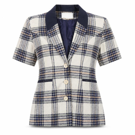 Boulevard Womens Beige Plaid  Jacket Blazer Size 14