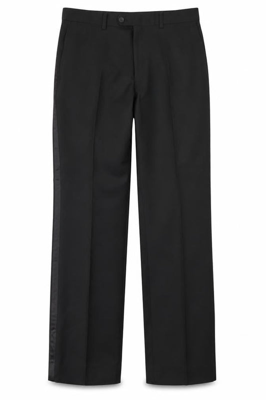 Front view of Taylor & Wright men’s black dress pants trousers, size 32, in, 31-inch leg