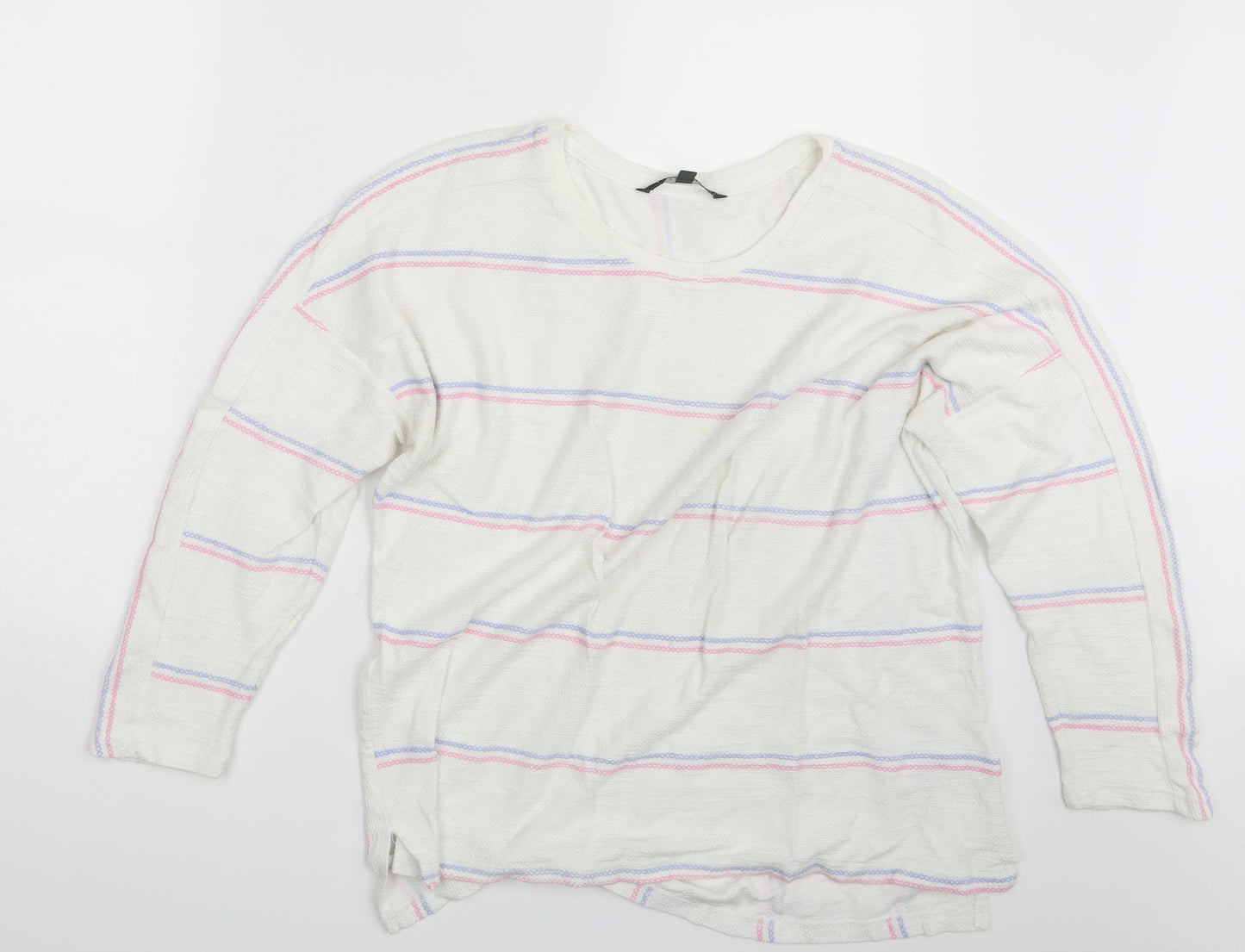 Love Leisure  Womens White Striped  Pullover Jumper Size 14