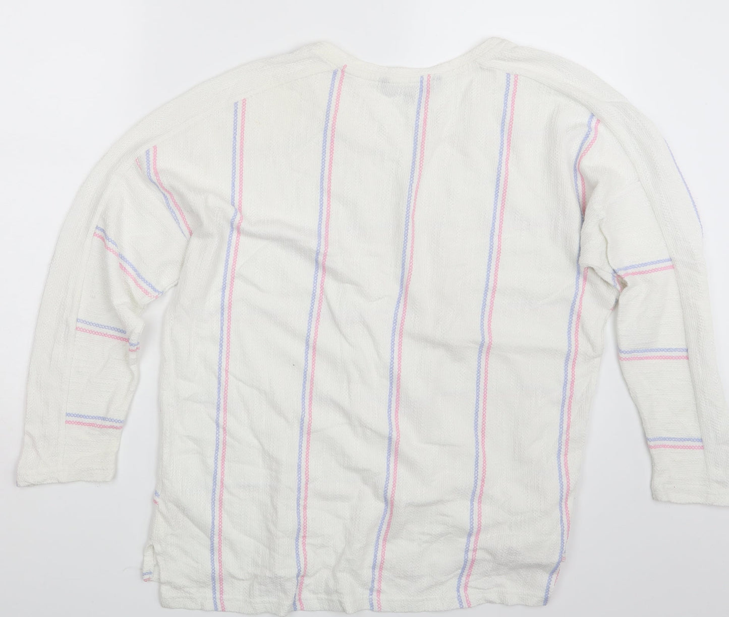 Love Leisure  Womens White Striped  Pullover Jumper Size 14
