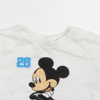 Close-up detail of Disney Baby White Basic T-Shirt, size 12-18, Months