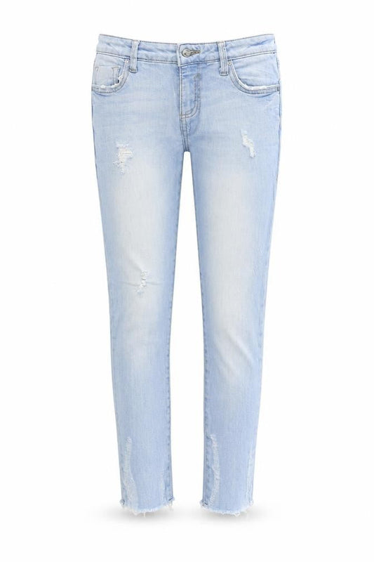 Front view of Denim & Co. women’s blue skinny jeans, size UK 8, 25-inch leg