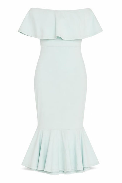 Front view of ASOS women’s blue colourblock a-line, size UK 6