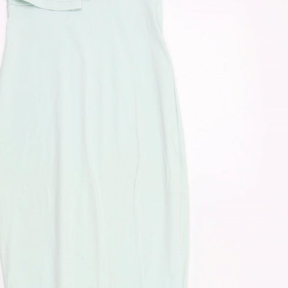 Brand and care label for ASOS women’s blue colourblock a-line, size UK 6