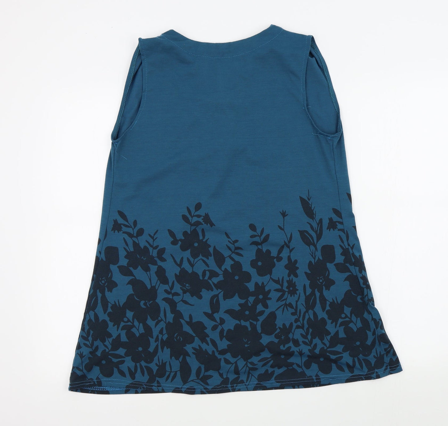Preworn Womens Blue Floral  Basic T-Shirt Size S