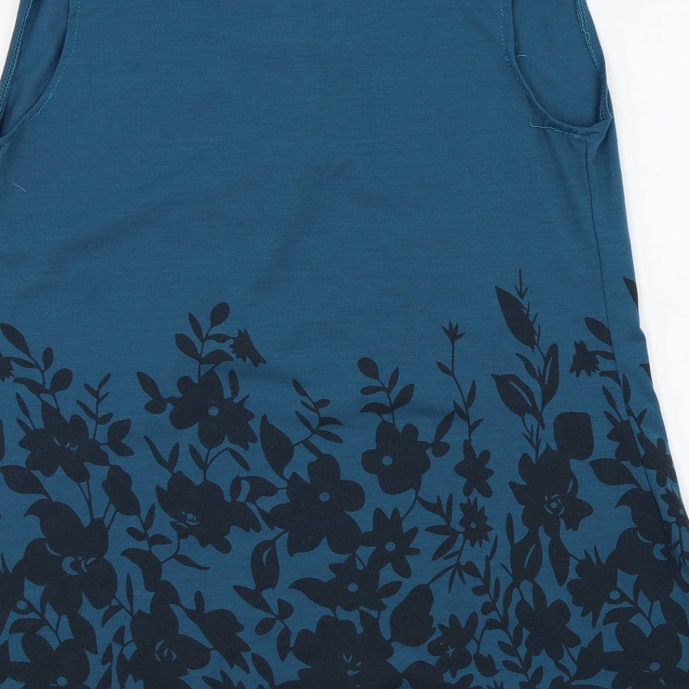Preworn Womens Blue Floral  Basic T-Shirt Size S