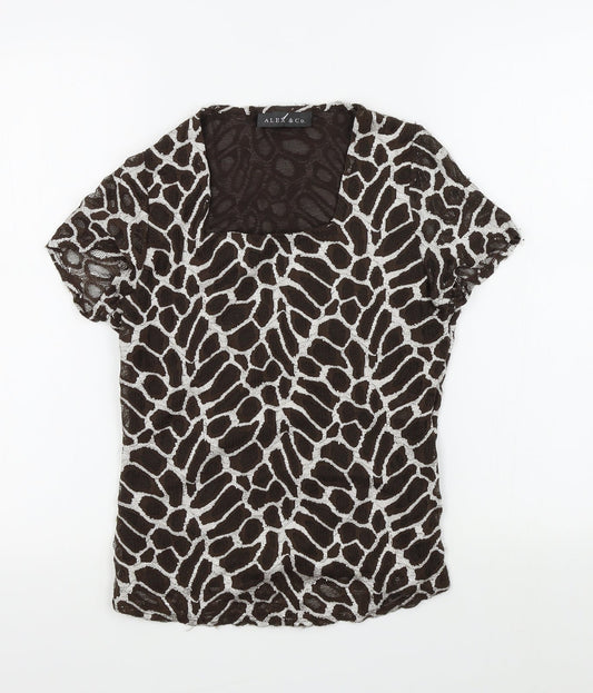 alex&co Womens Brown Colourblock  Basic T-Shirt Size 8