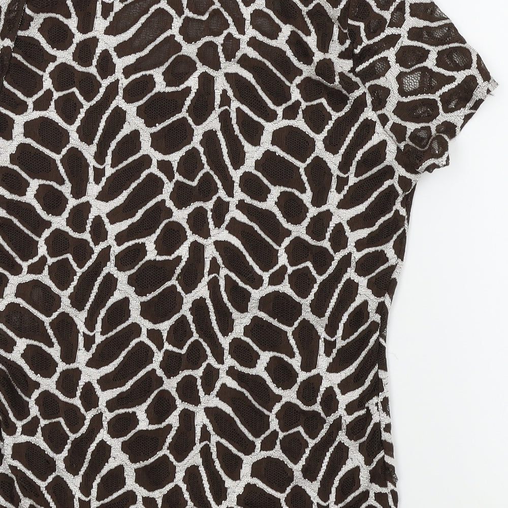alex&co Womens Brown Colourblock  Basic T-Shirt Size 8