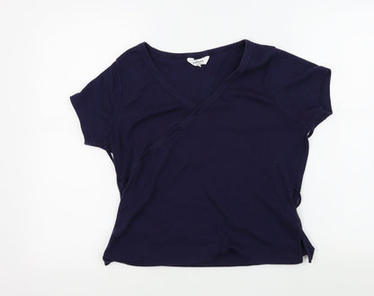Editions Womens Blue Colourblock  Basic T-Shirt Size 12