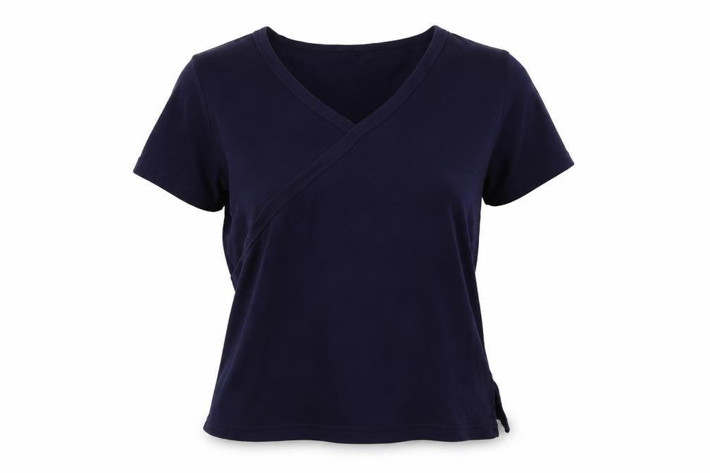 EDITIONS Womens Blue Colourblock  Basic T-Shirt Size 12