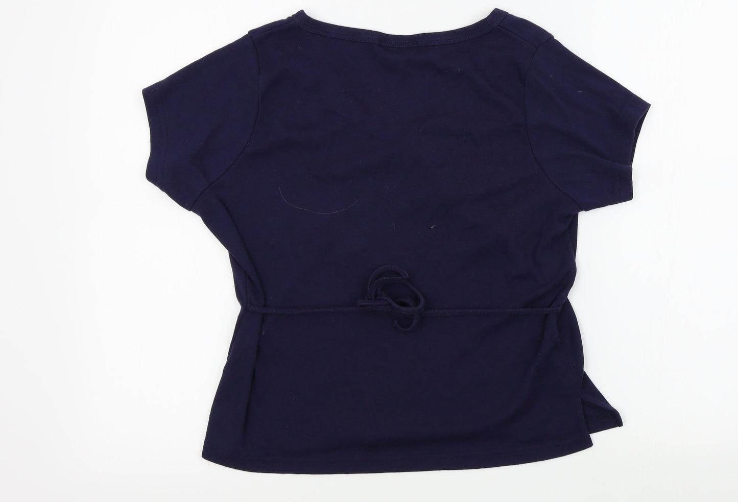 EDITIONS Womens Blue Colourblock  Basic T-Shirt Size 12