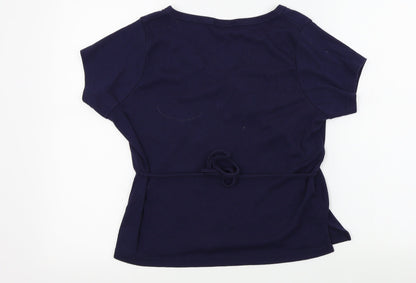Editions Womens Blue Colourblock  Basic T-Shirt Size 12