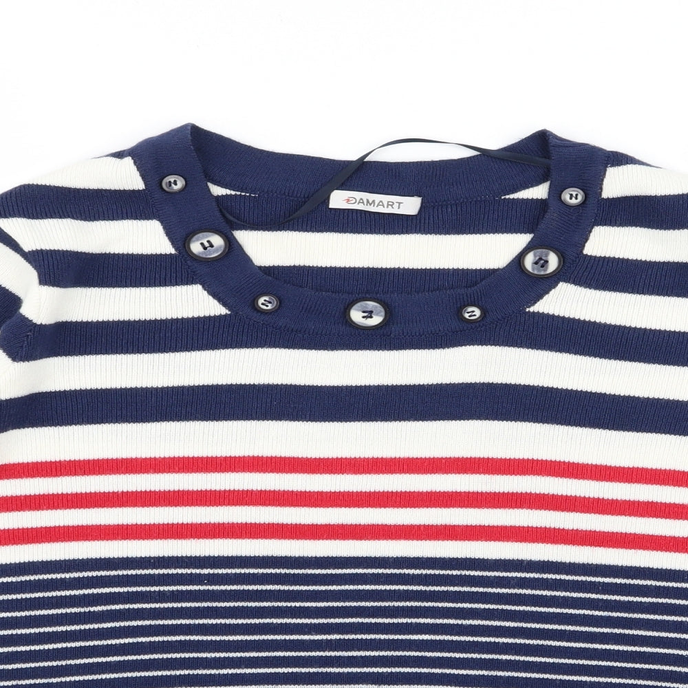 Damart Womens Multicoloured Striped  Basic T-Shirt Size 14