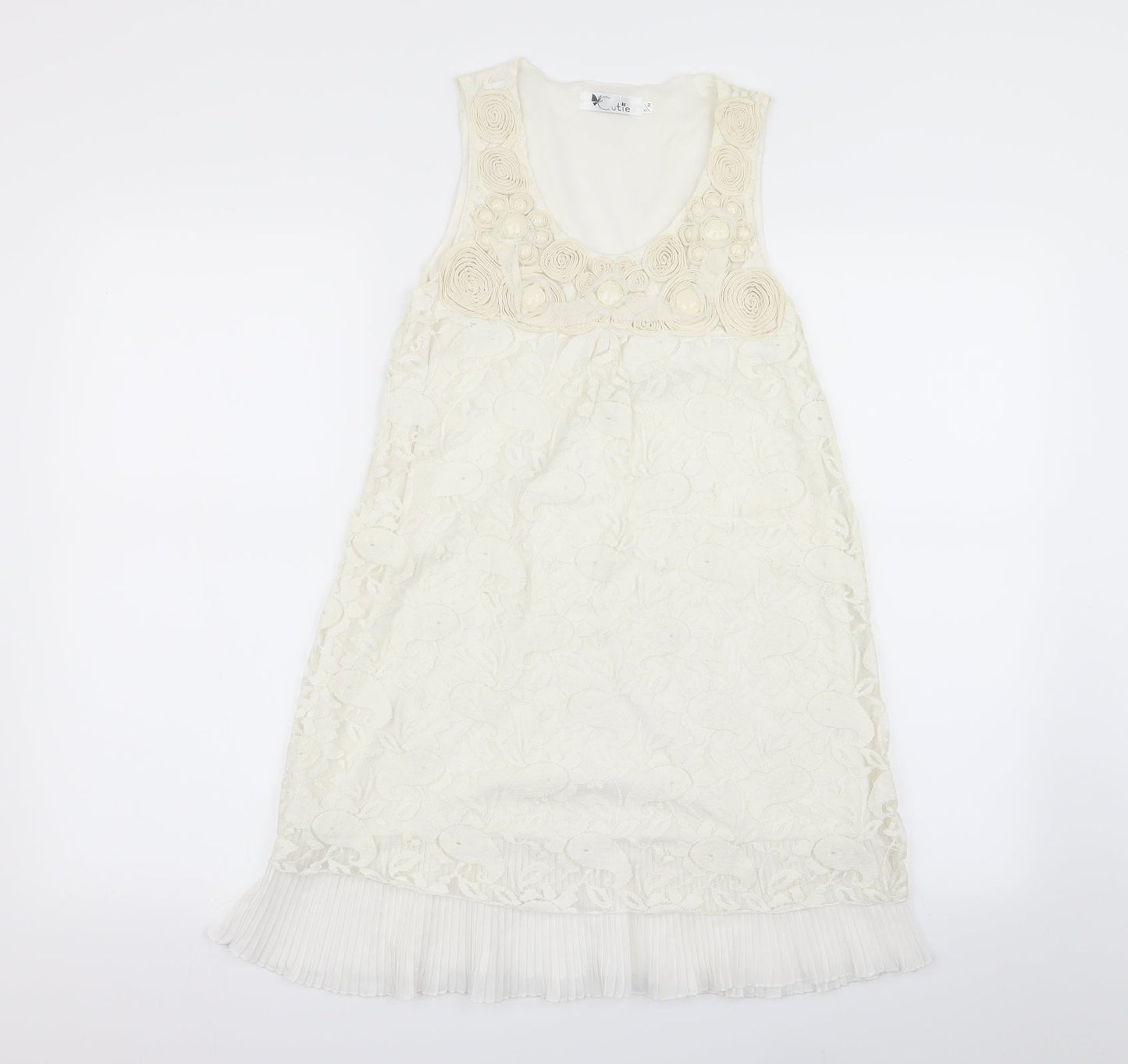 cutie Womens White Floral  A-Line  Size S
