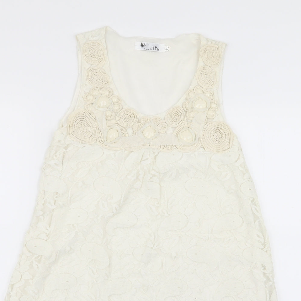 cutie Womens White Floral  A-Line  Size S
