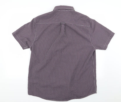 Back view of Easy men’s multicoloured check button-up, size L