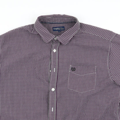 Close-up detail of Easy men’s multicoloured check button-up, size L