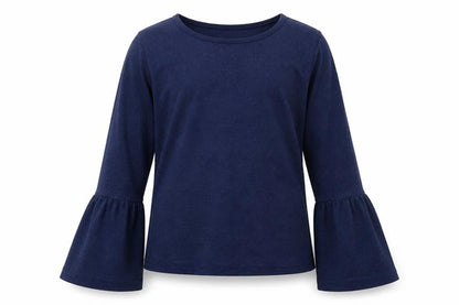 Front view of H&M girls’ blue basic t-shirt, size 11-12, years