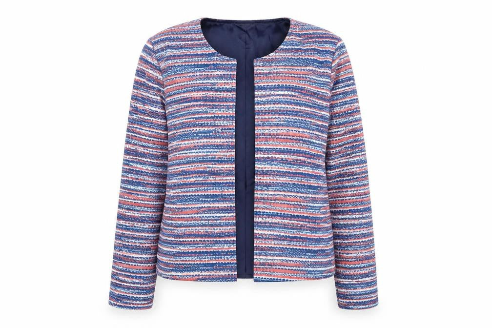 Anne De Lancay Womens Multicoloured Striped  Jacket Blazer Size M