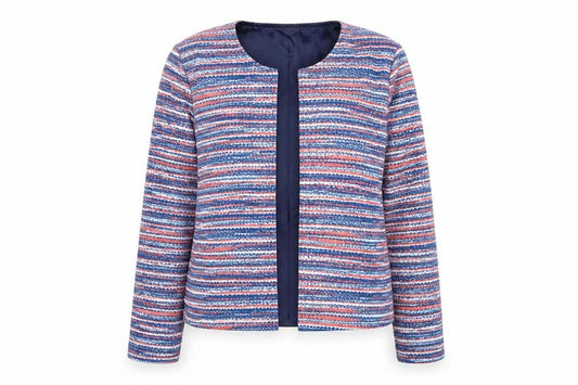 Anne De Lancay Womens Multicoloured Striped  Jacket Blazer Size M