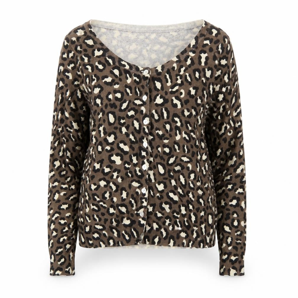 Papaya Womens Brown Animal Print  Cardigan Jumper Size 8