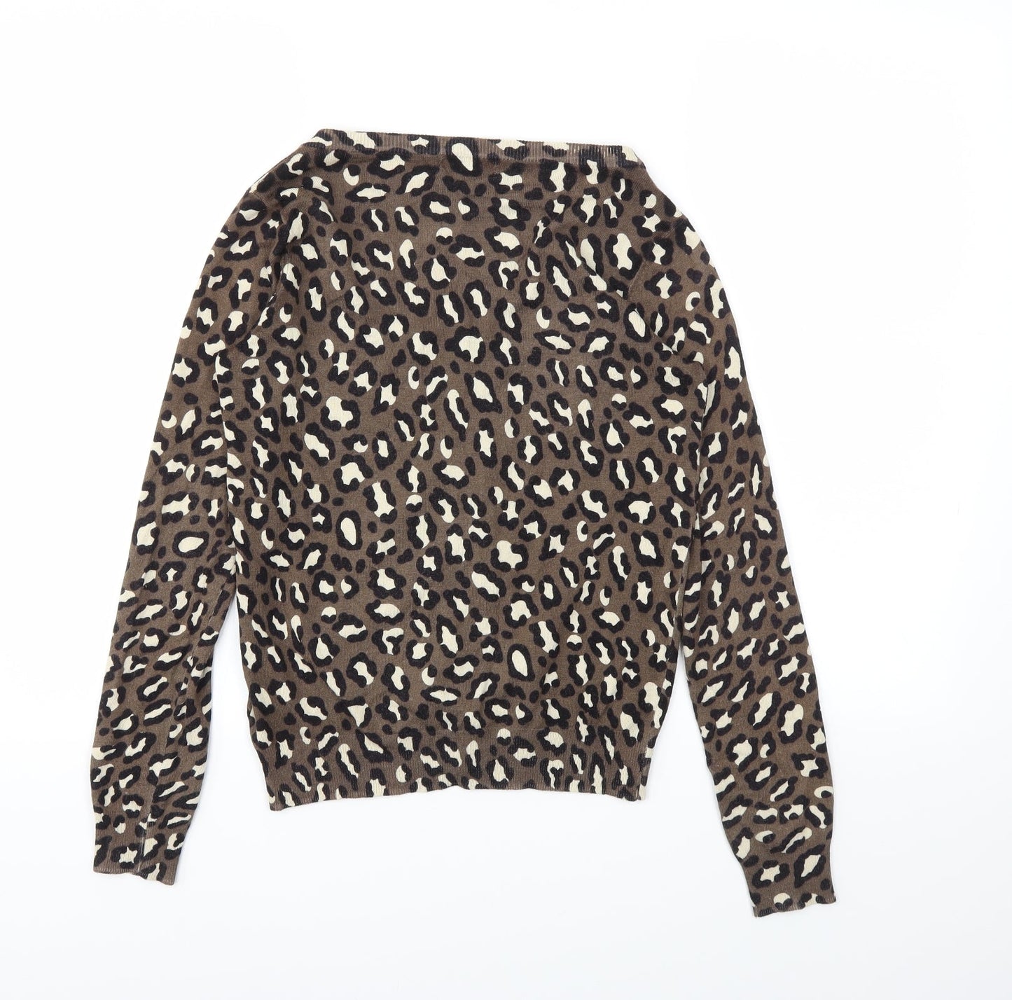 Papaya Womens Brown Animal Print  Cardigan Jumper Size 8