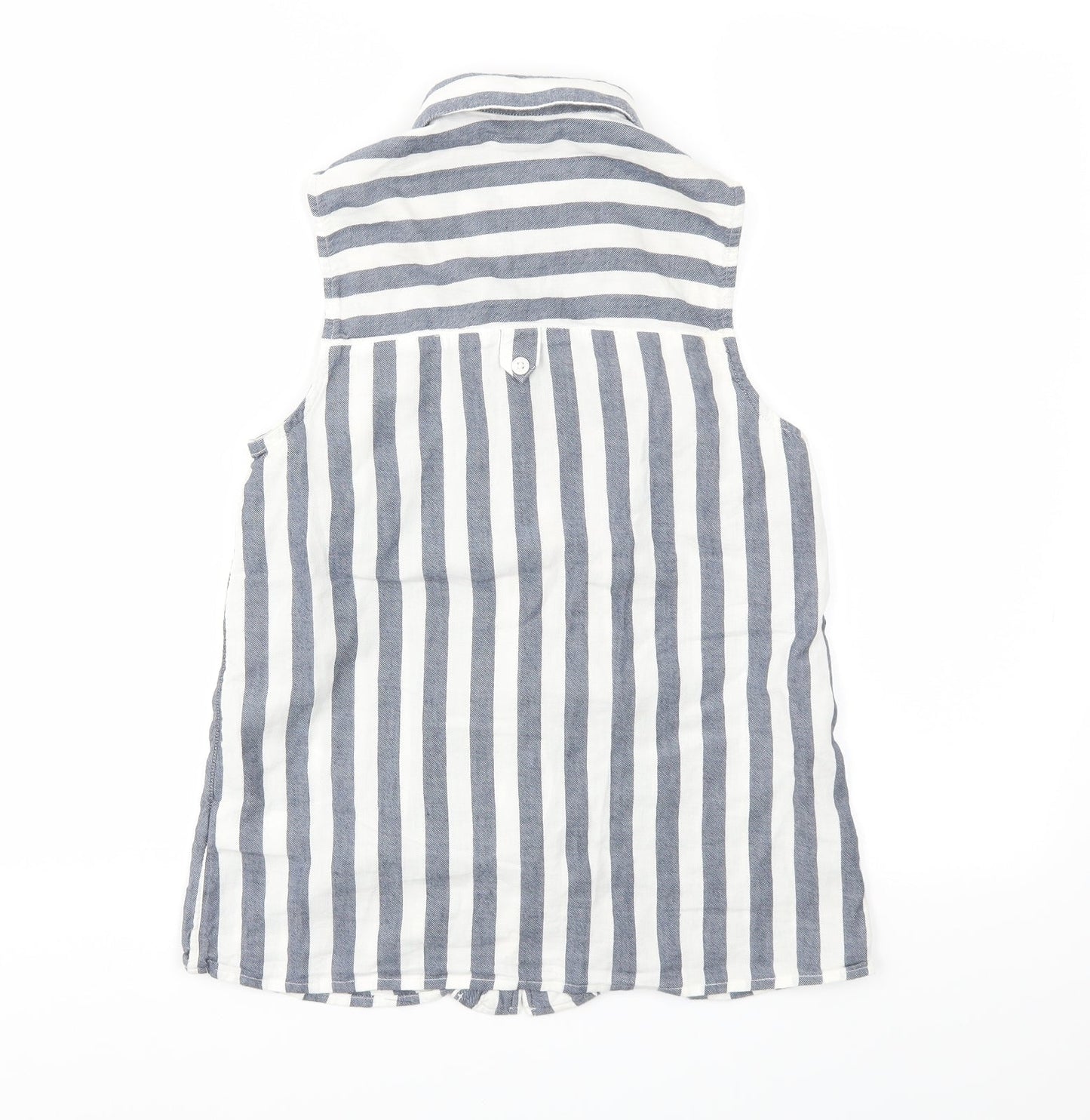 Wearhouse Womens Blue Striped  Basic T-Shirt Size 8