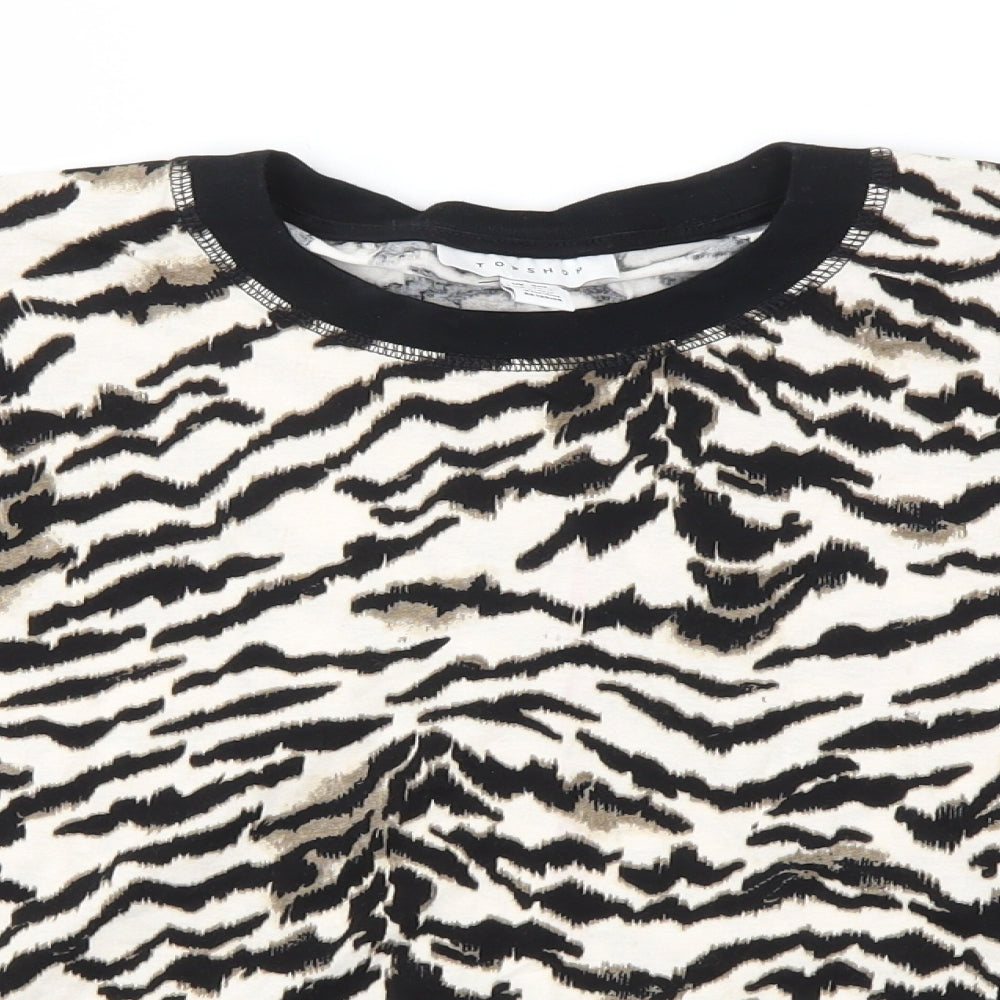 Topshop Womens Brown Animal Print  Basic T-Shirt Size S