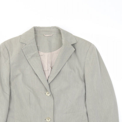 Close-up detail of Principles women’s grey jacket blazer, size UK 10