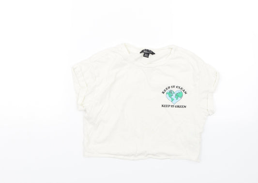 New Look Girls White   Cropped T-Shirt Size 9 Years