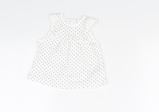 Nutmeg Baby White Polka Dot  Basic Tank Size Newborn